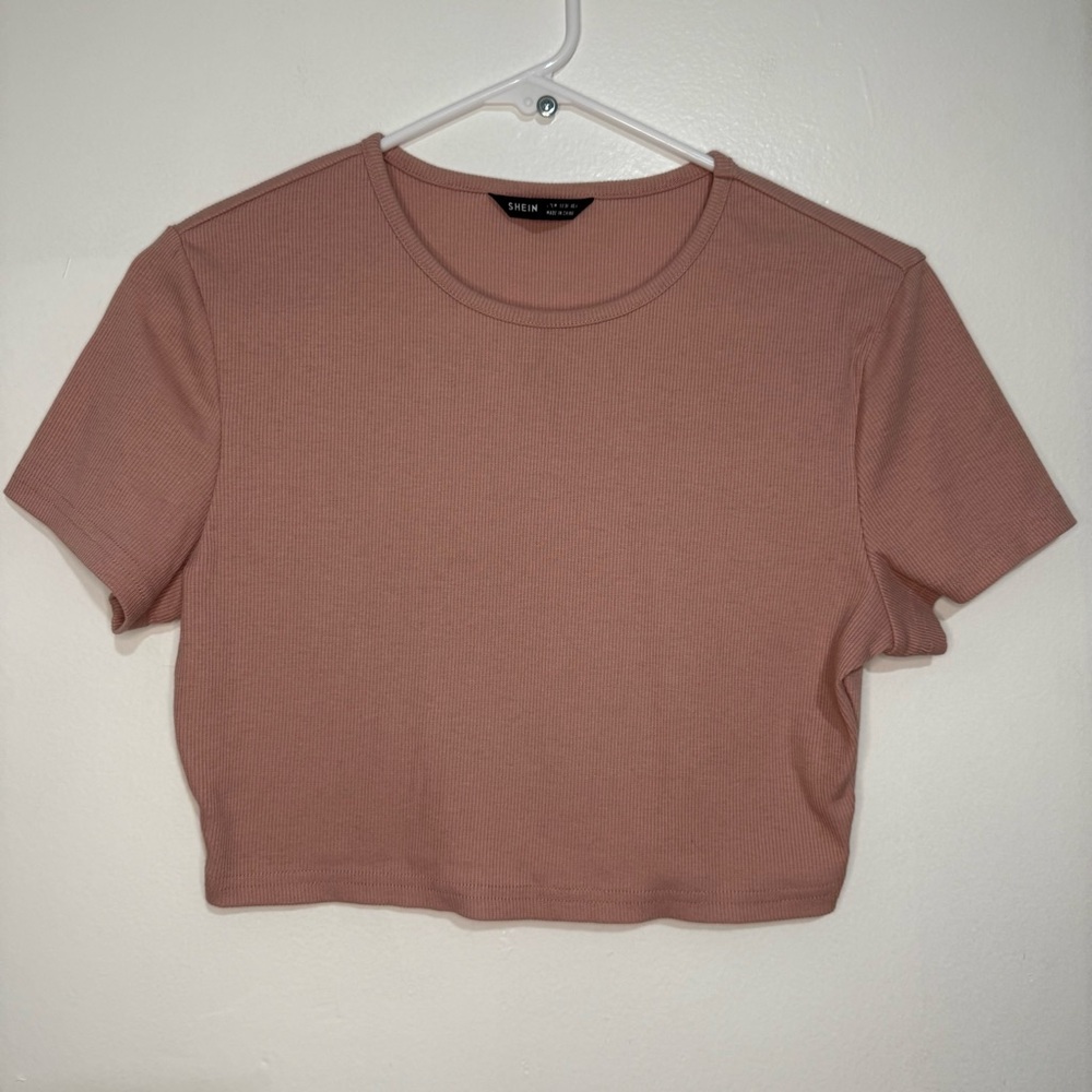 SHEIN Dusty Rose Ribbed Tee